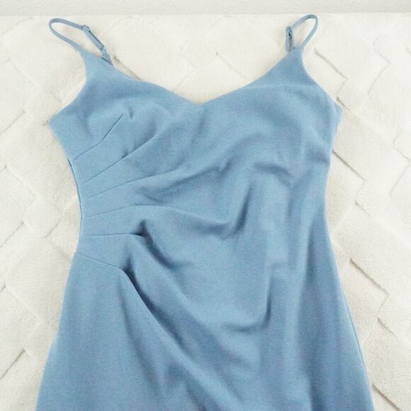 DB Studio Spaghetti Strap Side Drape Dress Womens 4 Wedding Cocktail Formal - Picture 2 of 10